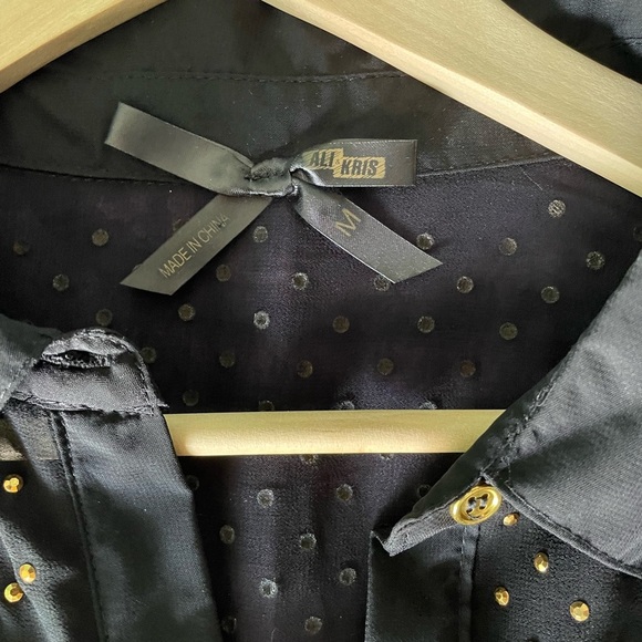 Elegant Black and Gold Women's Blouse Sheer shirt - Picture 2 of 2